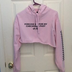 Pink Cropped Hoodie